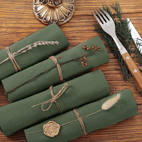 Socomi napkins include natural jute rope decor for rustic styling.
