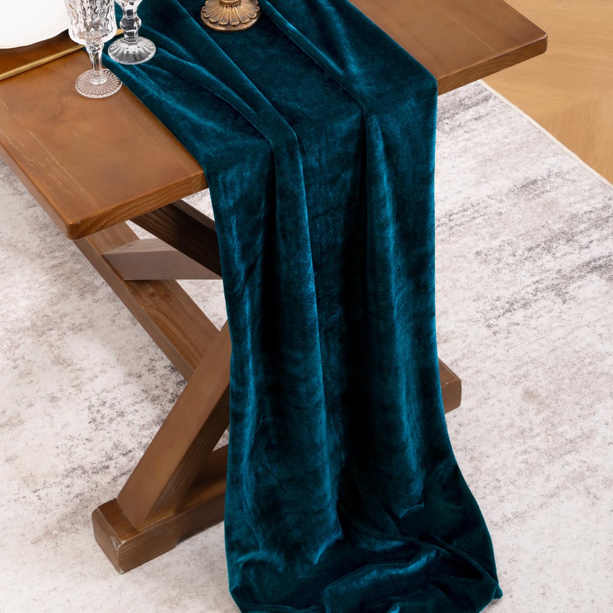 Socomi Peacock Velvet runner folded view showing rich texture ideal for display