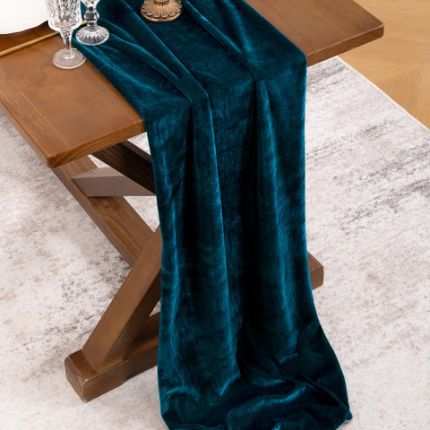 Socomi Peacock Velvet runner folded view showing rich texture ideal for display