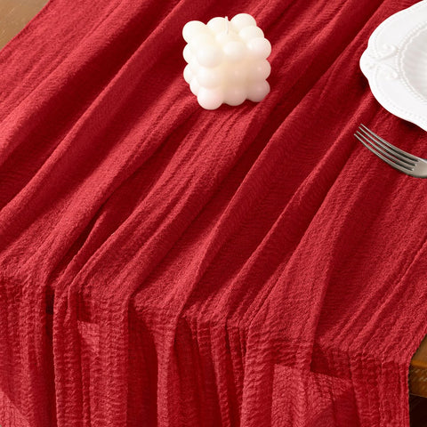 Socomi red cheesecloth table runner for baby shower tables