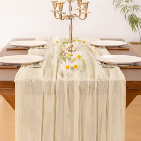 Socomi beige table runner care tips help prevent wrinkles while preserving color.