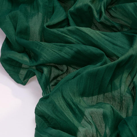 Socomi wedding decor cheesecloth runner with emerald fabric and stitched edges for a polished look.