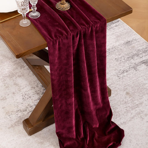 Socomi burgundy velvet runner offers wrinkle resistance for easy care