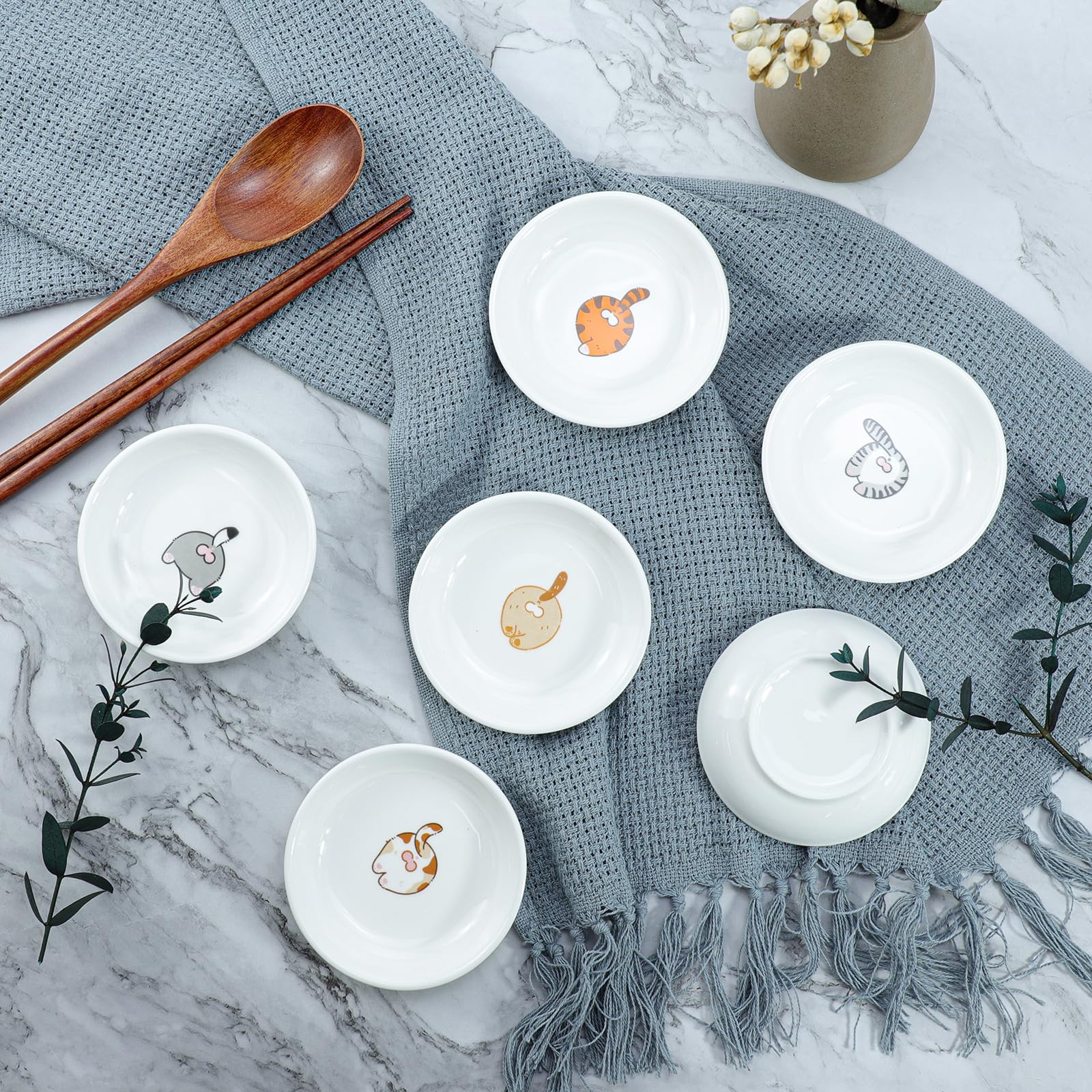 Socosy cat butt ceramic bowls microwave-safe for quick meals