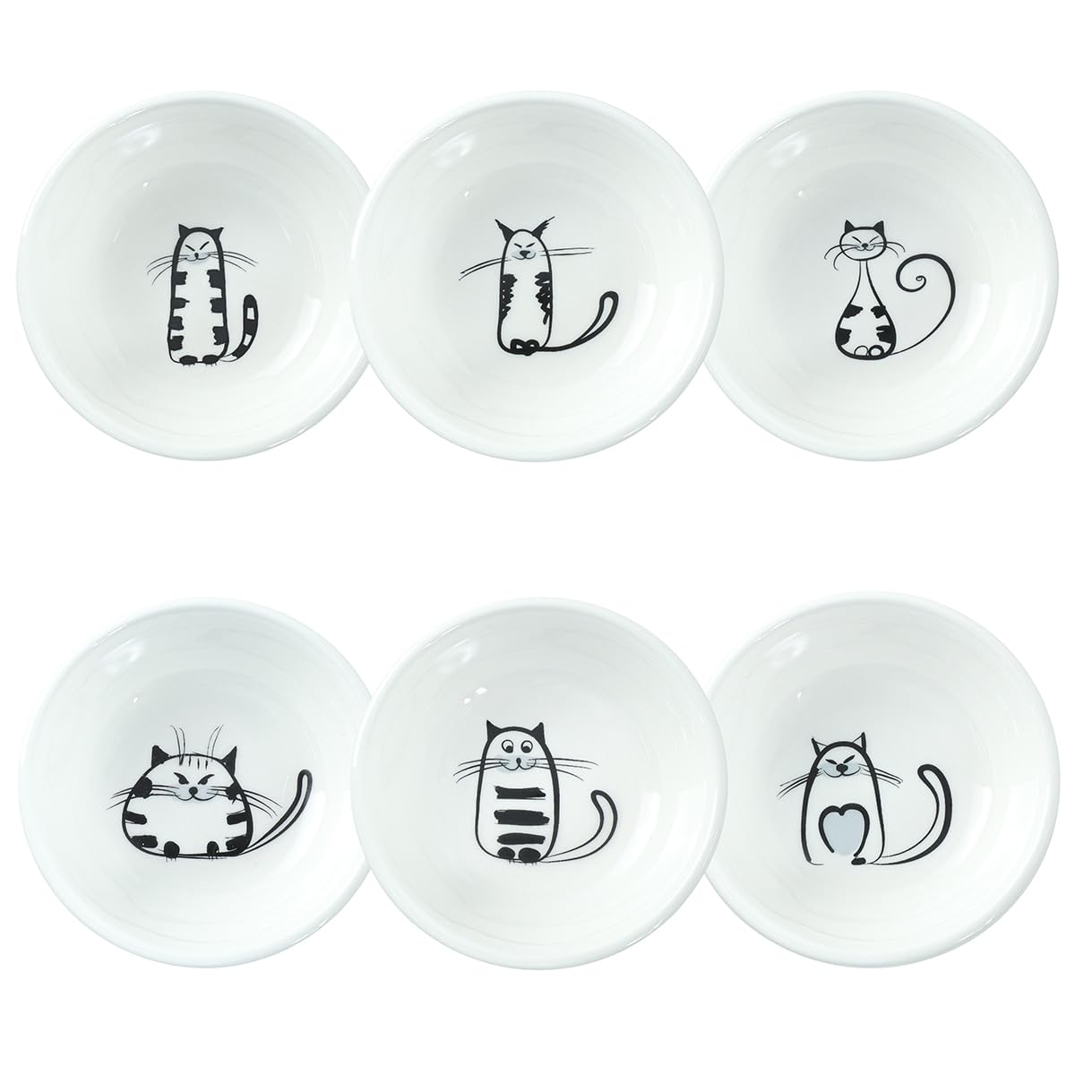 SOCOSY cat ceramic sauce dish set of six for easy dipping