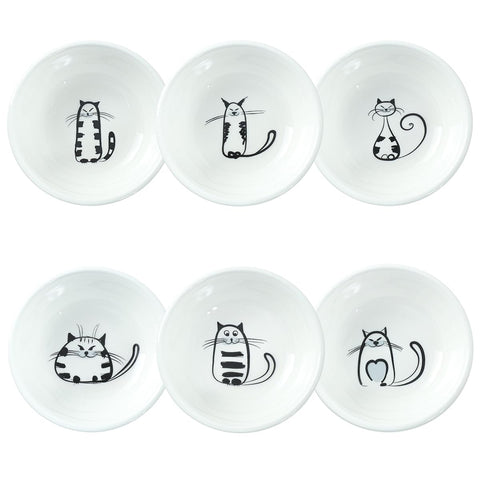 SOCOSY cat ceramic sauce dish set of six for easy dipping