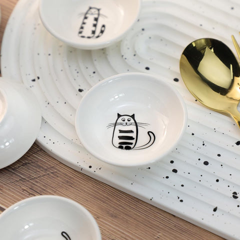 SOCOSY cat ceramic dipping bowls for vinegar and soy sauces