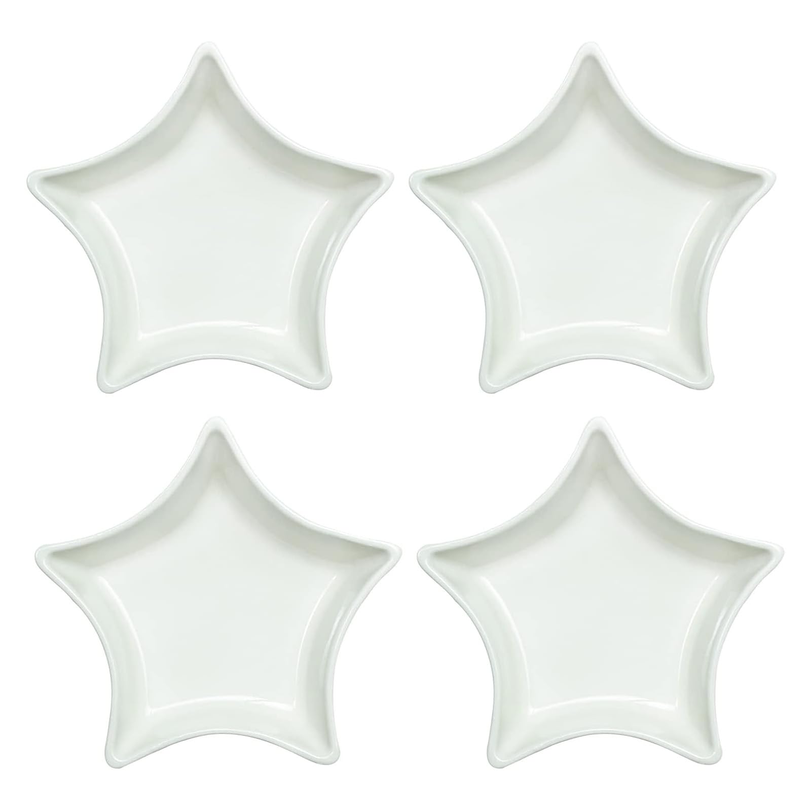SOCOSY star-shaped ceramic dip bowls set of four for sauces and sushi dips.