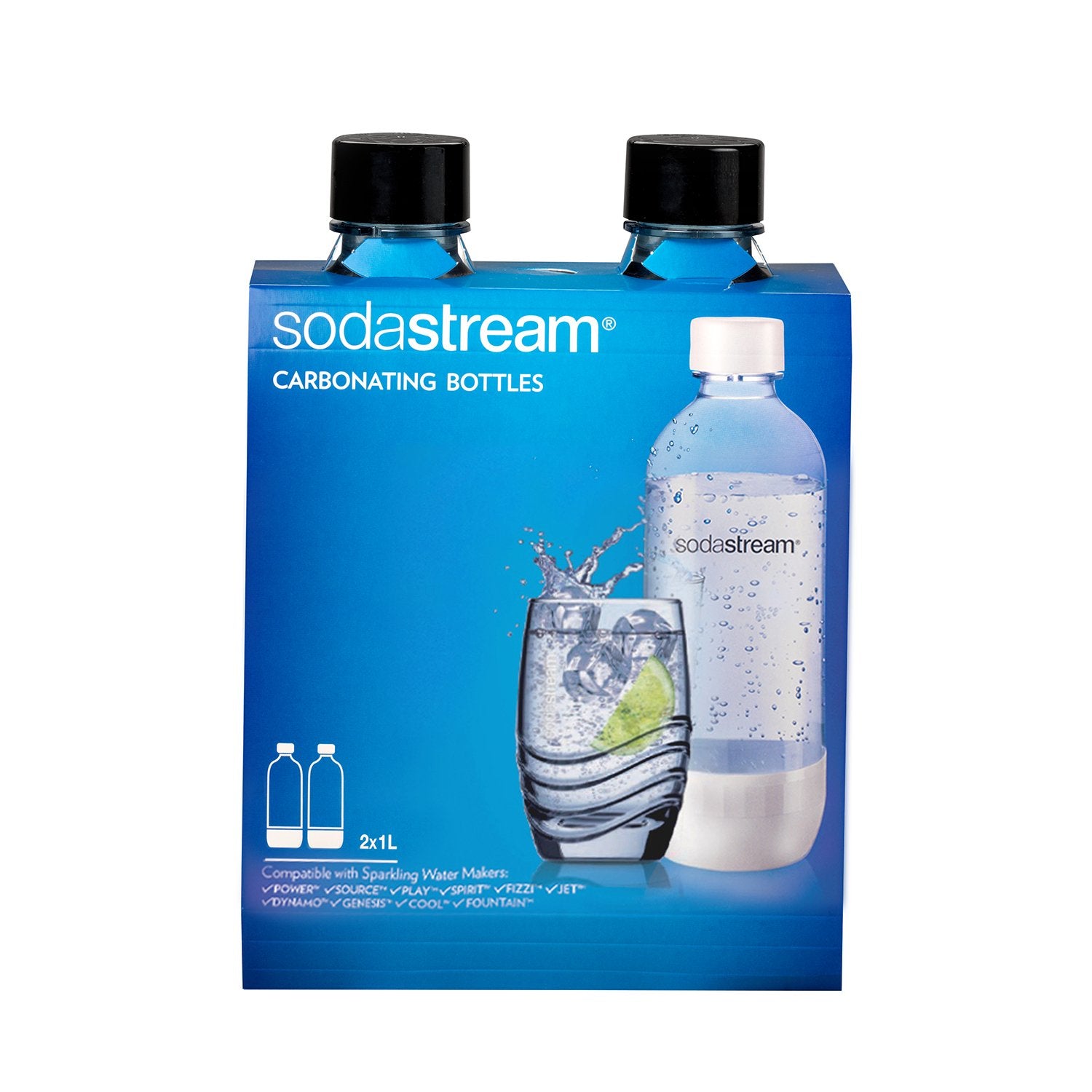 Sodastream 1L bottle with hermetic cap seal for lasting fizz