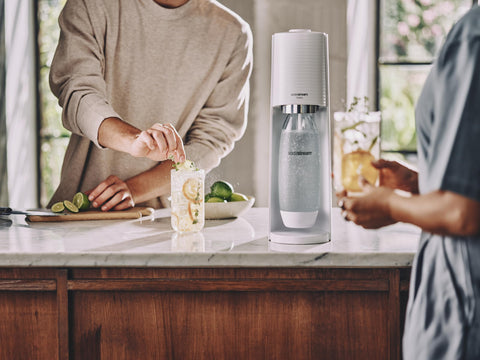 Sodastream 1L bottle closeup highlighting BPA-free build