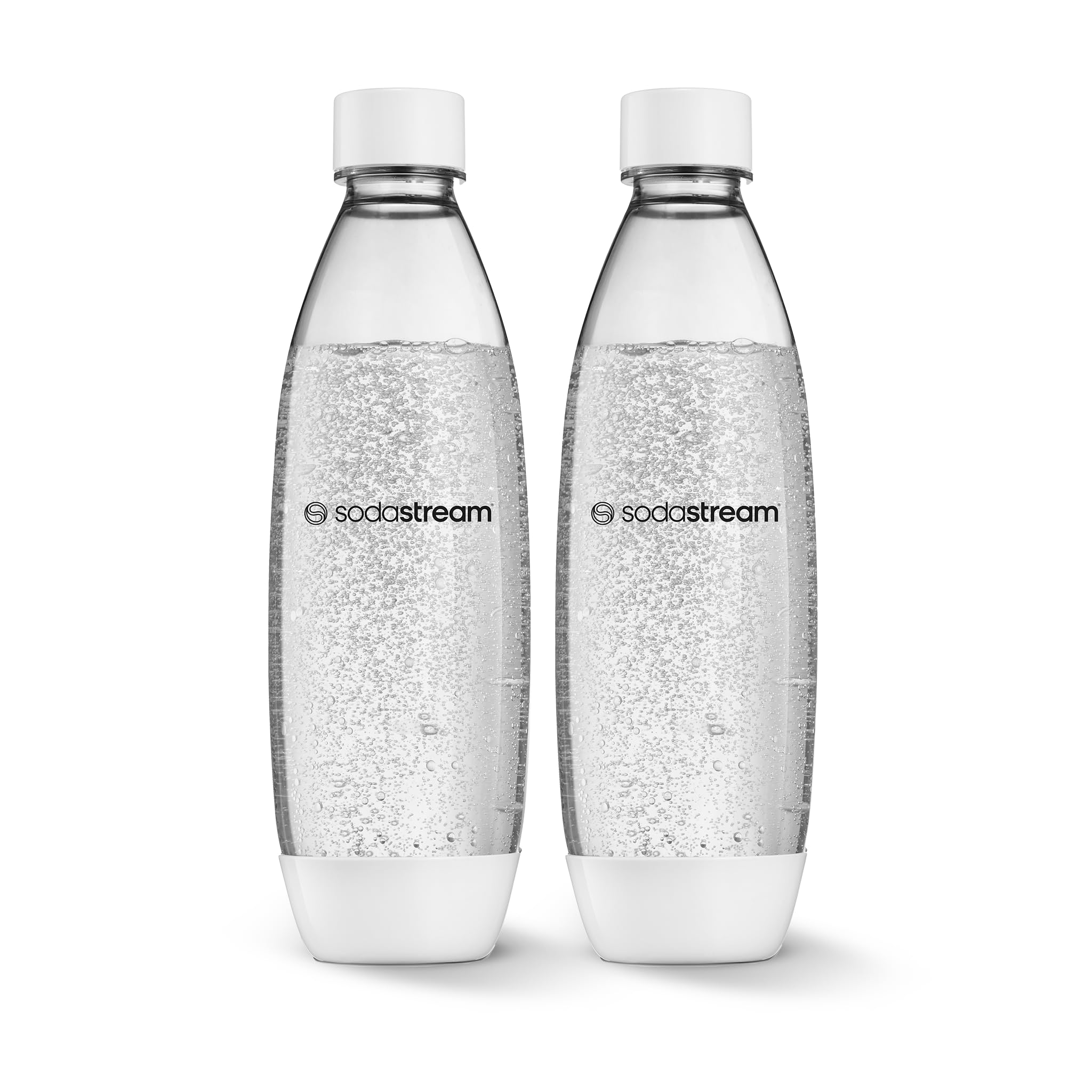 Sodastream 1L slim bottle white twin pack for everyday sparkling beverages.