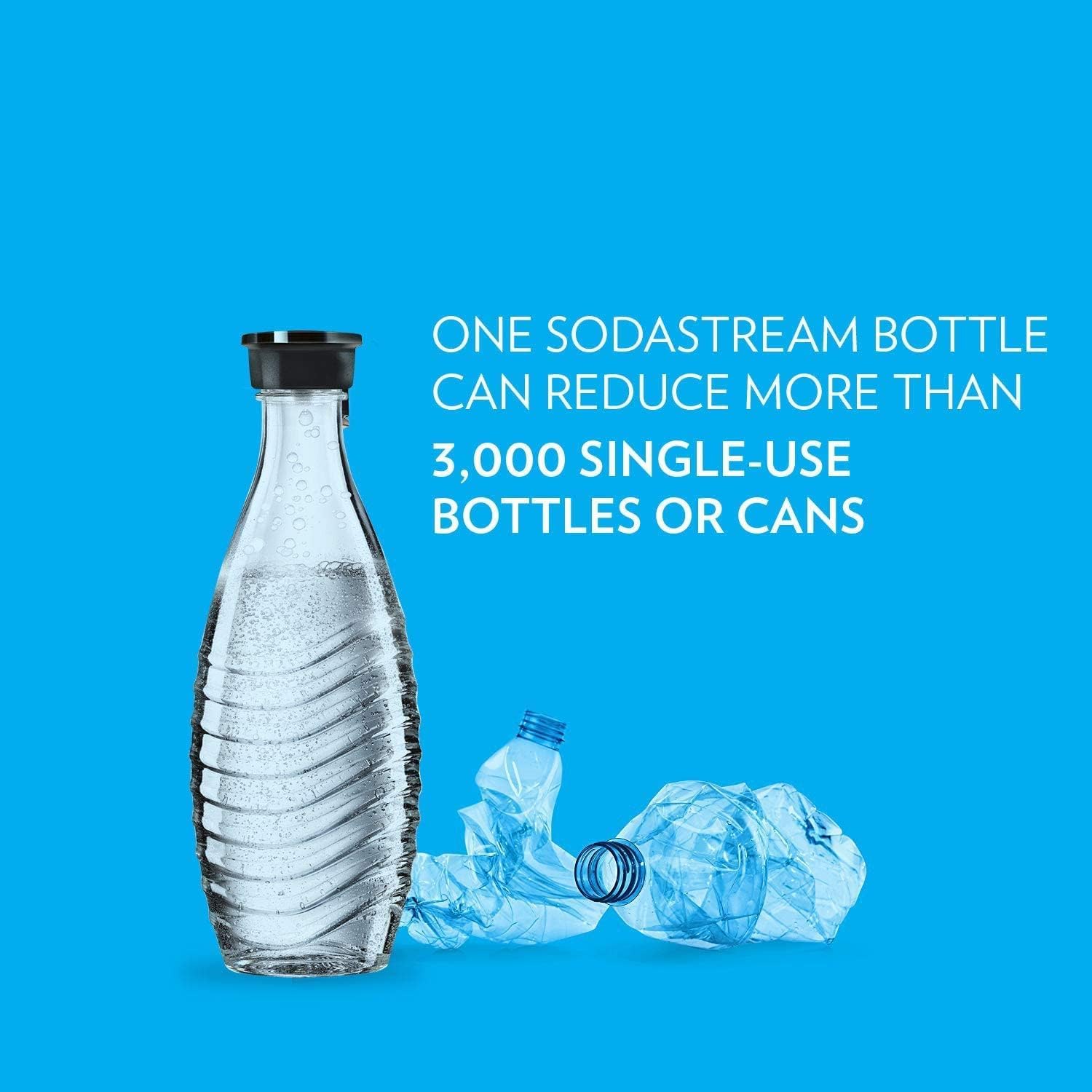Dishwasher-safe Sodastream glass carafe resting on a kitchen rack