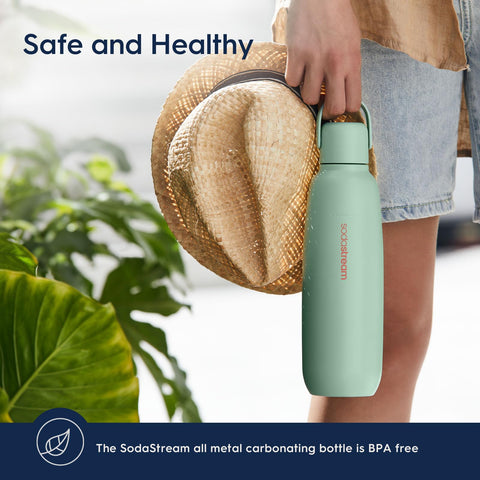 SodaStream Fizz & Go Sand bottle while hiking keeps drinks cold