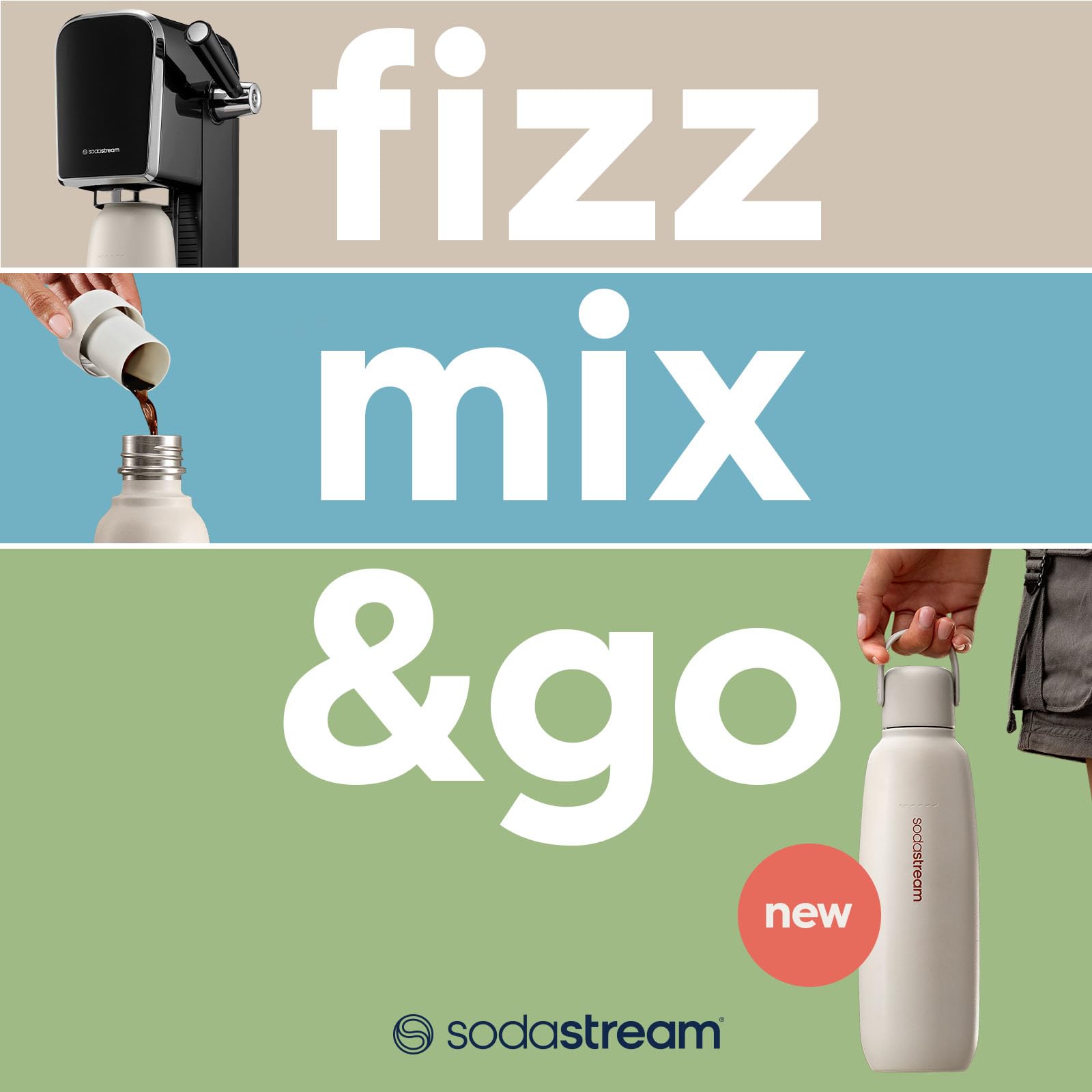 SodaStream Fizz & Go Sand bottle in car cupholder ready for commutes