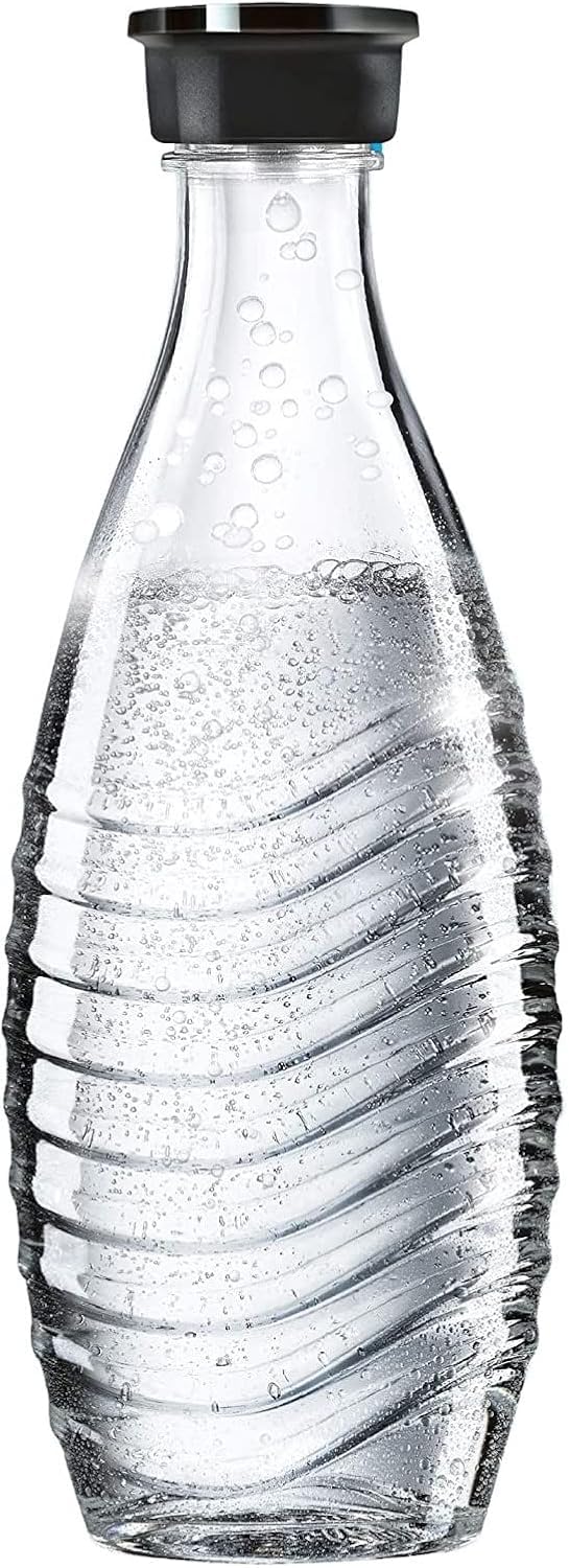 Sodastream glass carafe with 24 oz capacity and fizz-preserving design for Aqua Fizz