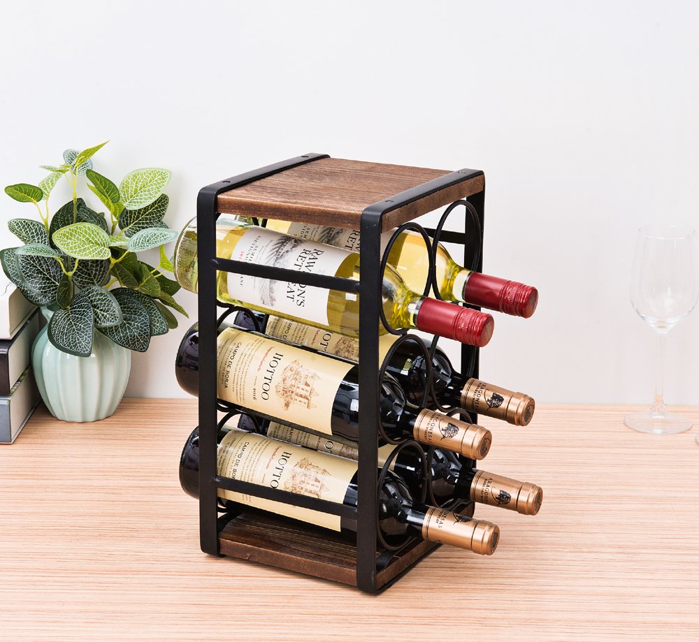 SODUKU durable metal and wood wine rack detail