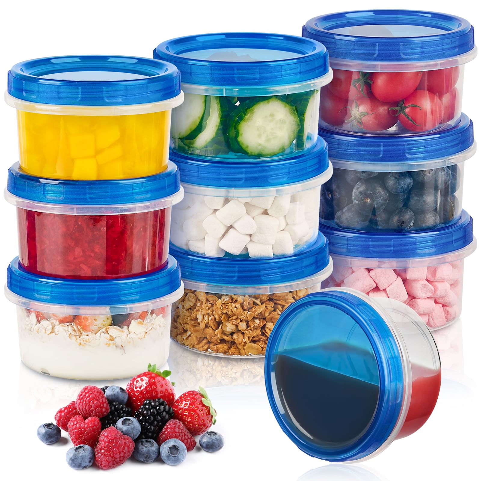 Soelomu 8 oz freezer container with twist-top lid, ideal for sauces and leftovers.