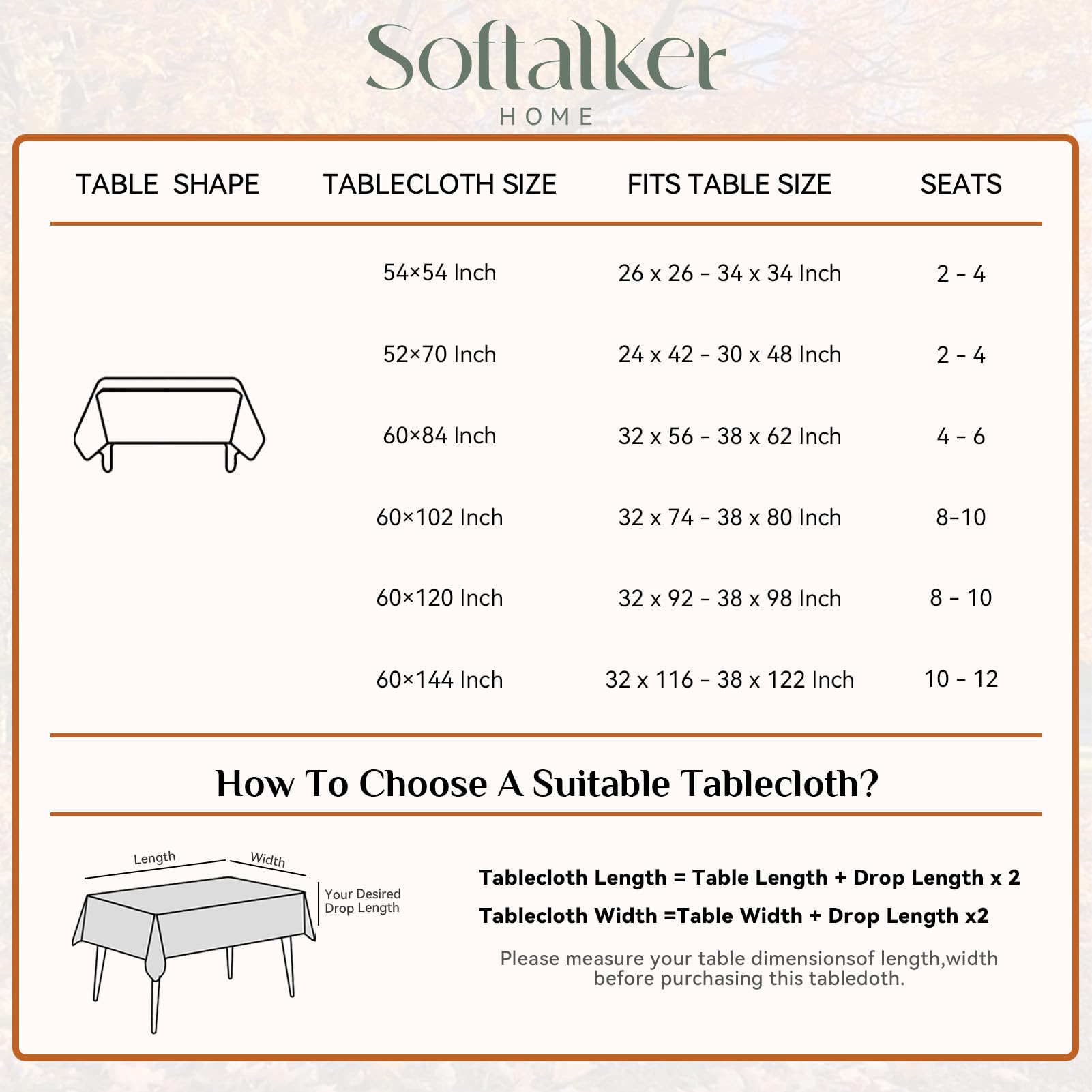 Softalker burnt-orange fabric adds rich seasonal color to a dining table.