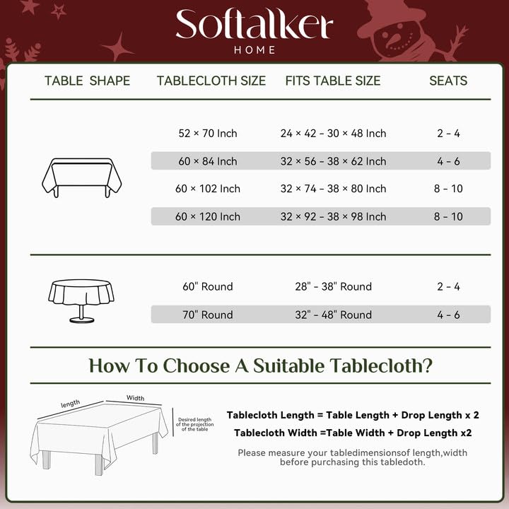 Softalker easy-care tablecloth with wipe-clean surface for quick post-dinner cleanup.