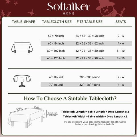 Softalker easy-care tablecloth with wipe-clean surface for quick post-dinner cleanup.