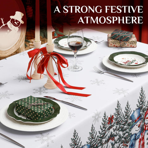 Softalker 60x84 inch holiday table cover protecting tables during Christmas dinners.