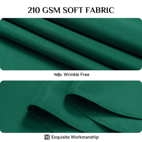 Softalker green tablecloth emphasizes easy-care cleaning after meals.