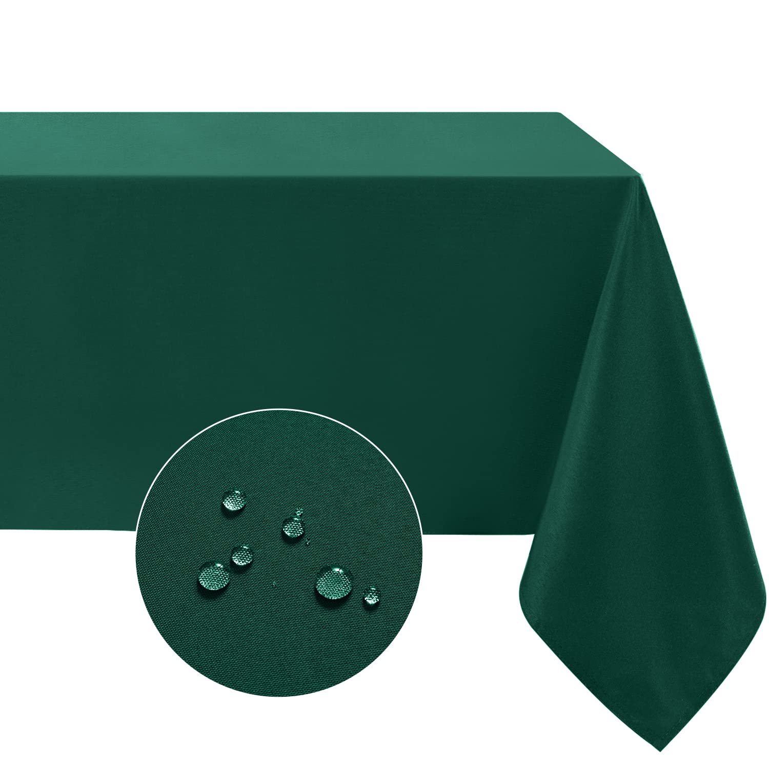 Softalker rectangle tablecloth in green shows wrinkle-free fabric for quick table setup.