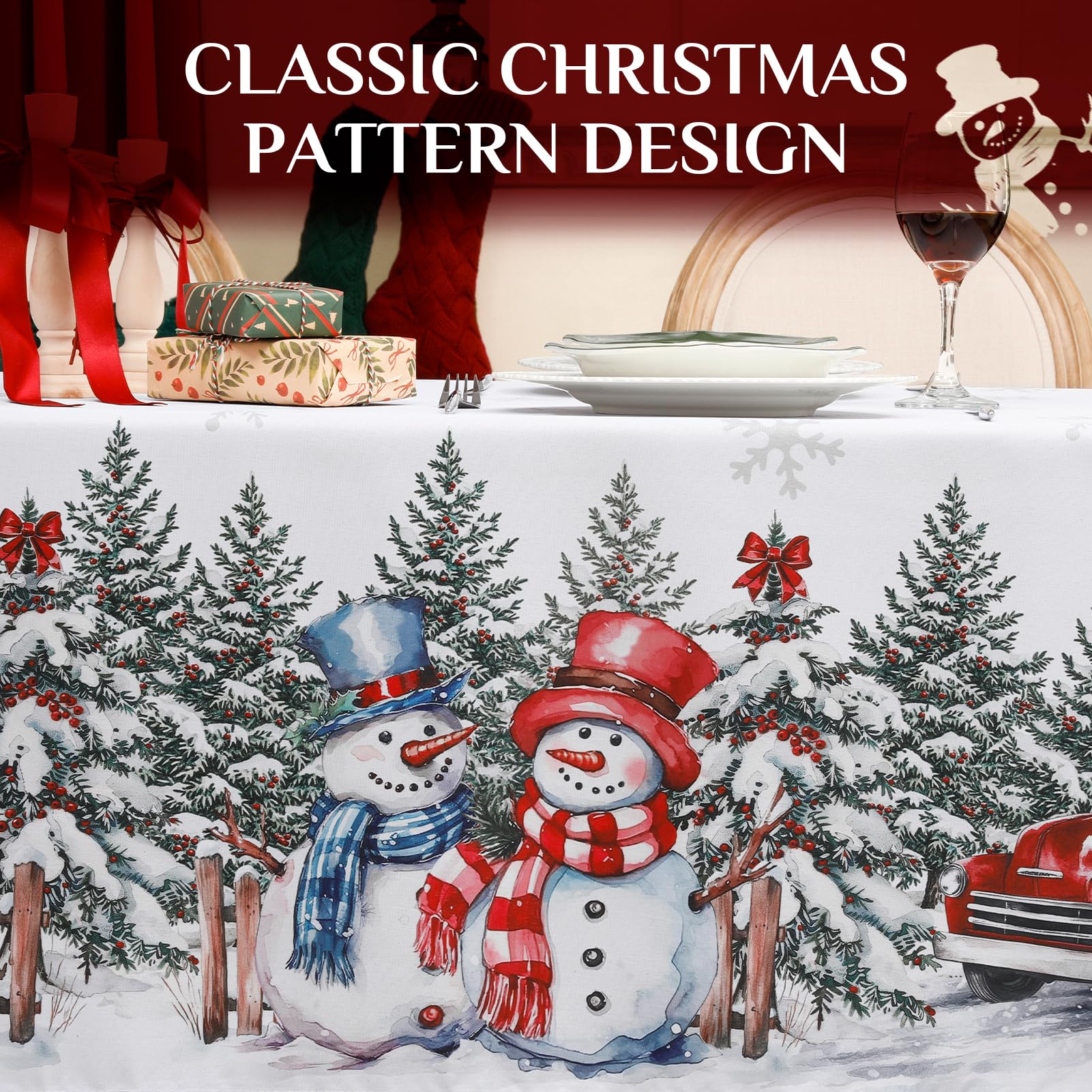 Softalker stain-resistant polyester tablecloth for easy cleanup after gatherings.
