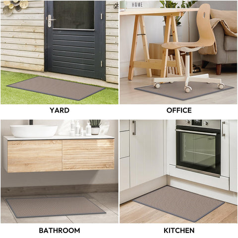 SoftDuo farmhouse grey mat complements rustic kitchen and entry spaces.