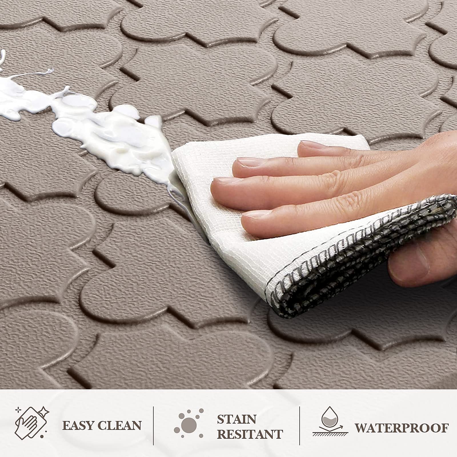 SoftDuo Kitchen Mat khaki color adds subtle style to the kitchen