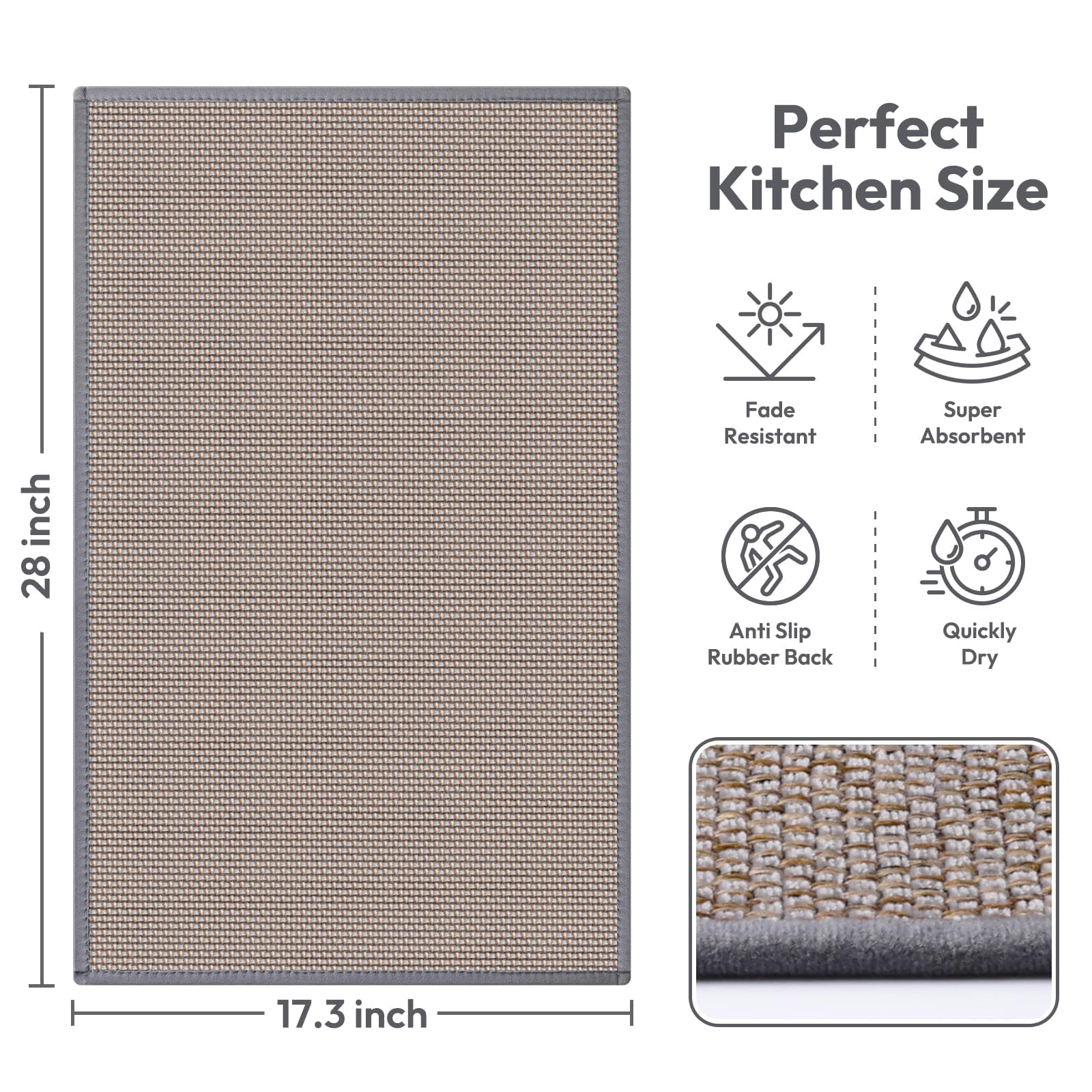 SoftDuo kitchen mat with rubber backing; provides secure, slip-free footing.