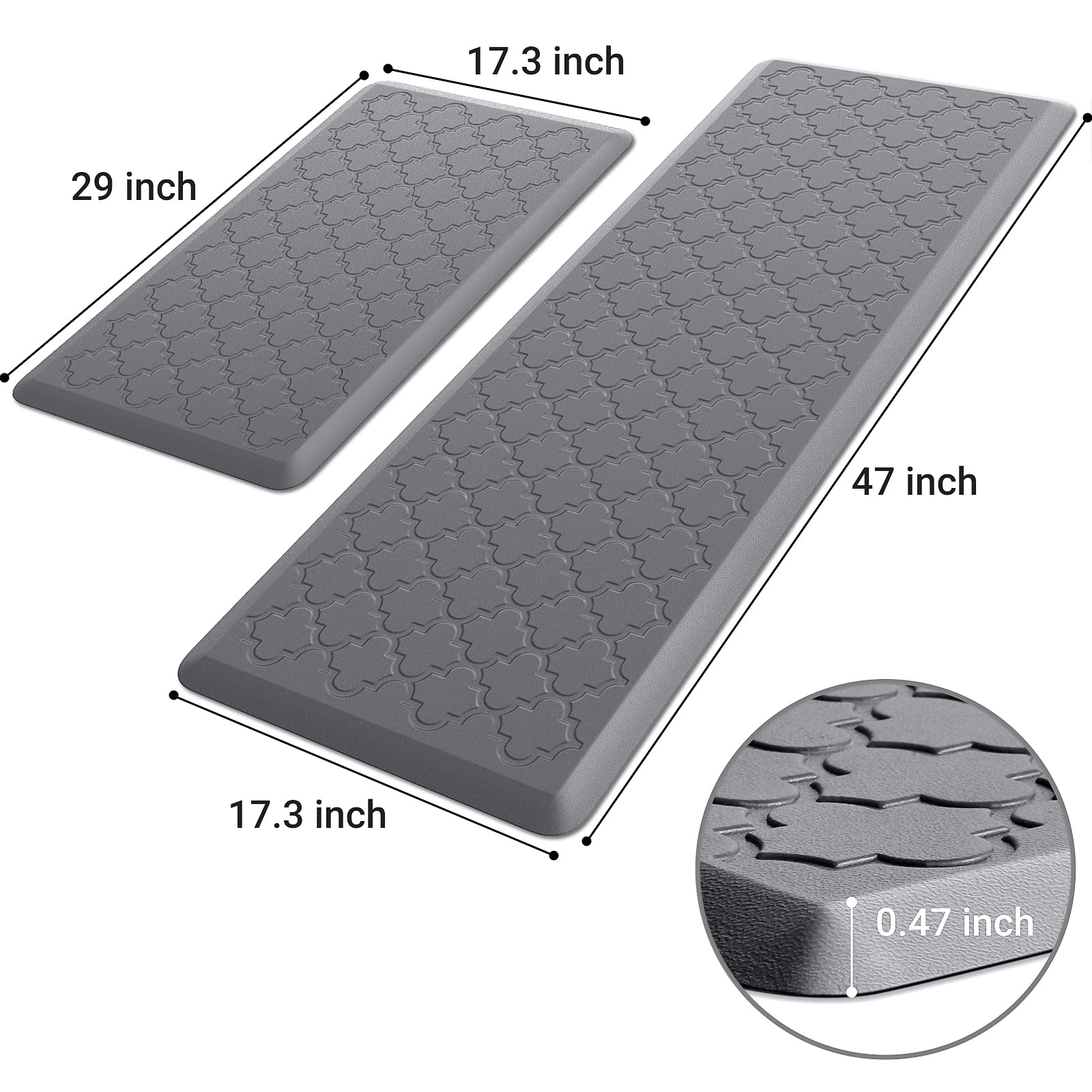 SoftDuo waterproof non-slip kitchen mat grey for easy cleaning and safety.