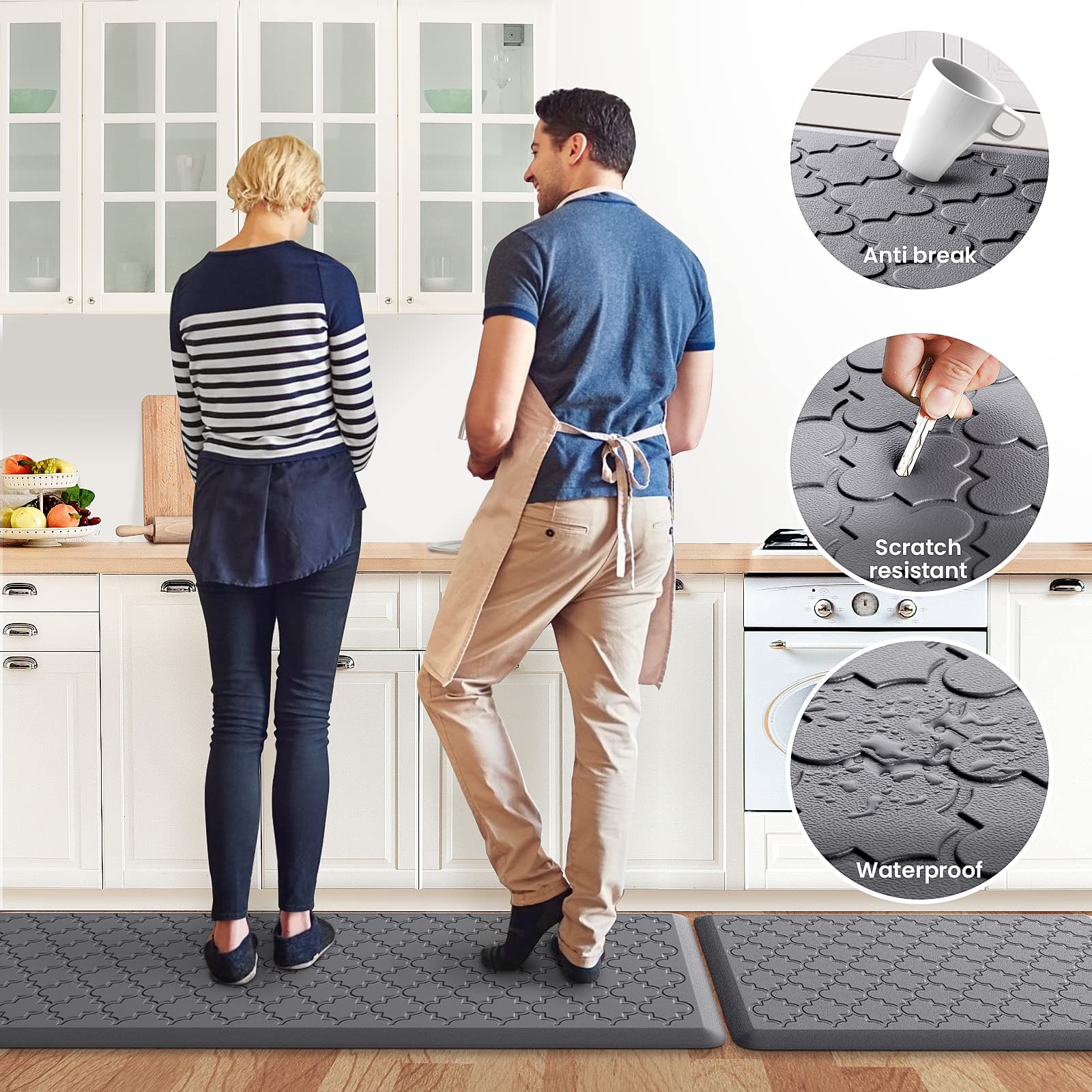 SoftDuo two-piece kitchen floor mat set offers flexible placement for different tasks.