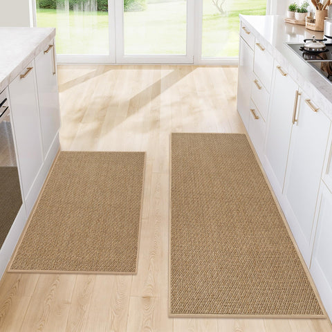 SofterCharm kitchen rug 20x32 front-sink khaki with plush chenille and absorbent surface