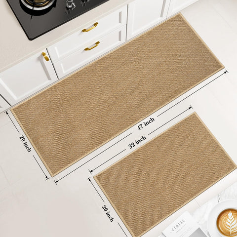 SofterCharm kitchen rug 20x47 runner khaki non-slip backing for steady footing