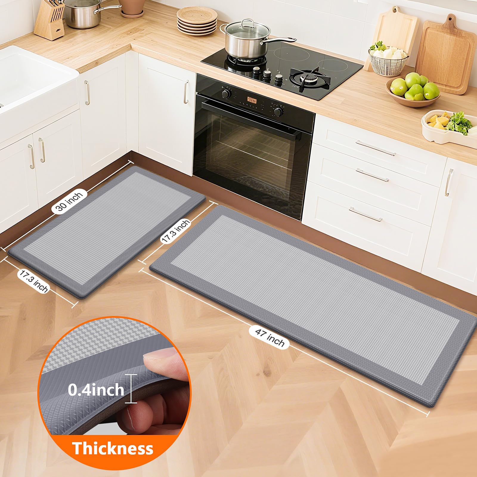 SofterCharm kitchen mat non-slip base helps keep you safe on slick floors