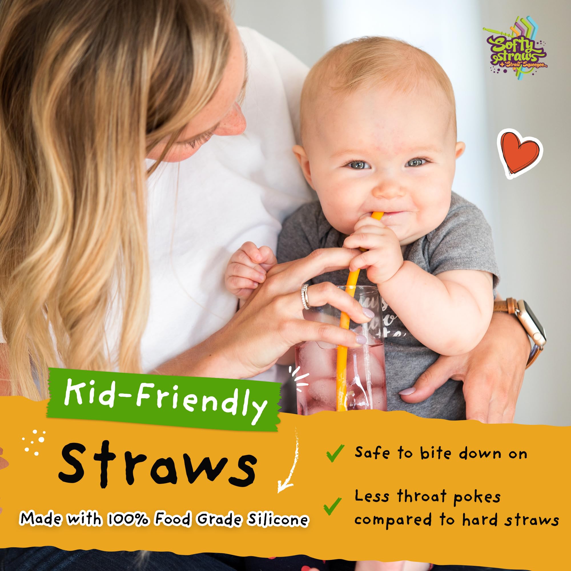 Softy Straws dishwasher-safe straw with squeegee included for easy cleaning