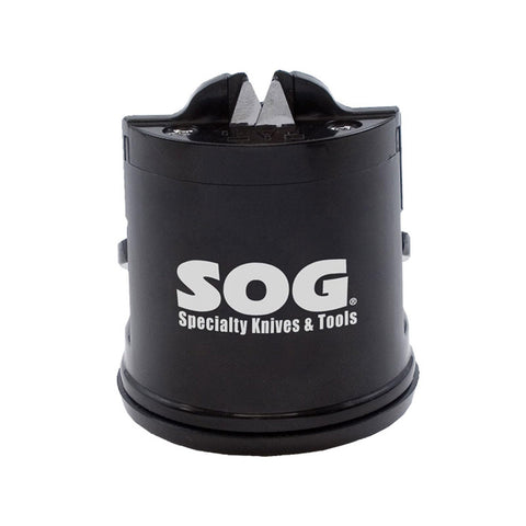 SOG Countertop Sharpener on a flat surface enables hands-free sharpening.