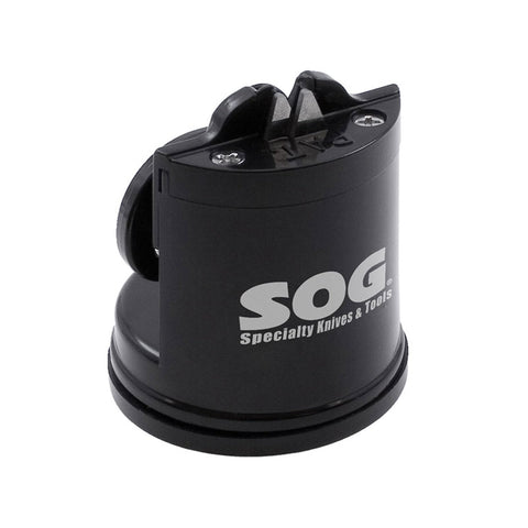 SOG Countertop Sharpener with suction engaged for stable sharpening.