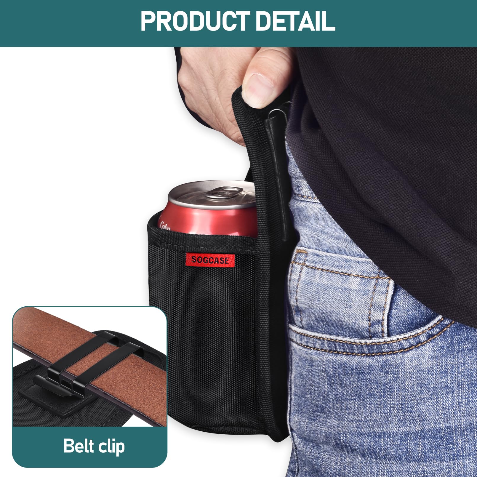 SOGCASE drink belt clip provides hands-free access at barbecues and hikes.