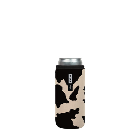 Sok It CanSok cow-print sleeve for 12oz cans keeps drinks cooler longer