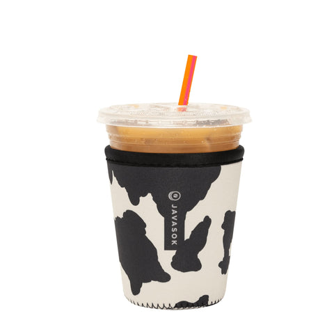 Sok It JavaSok cow print sleeve on 16-20oz cup with durable grip