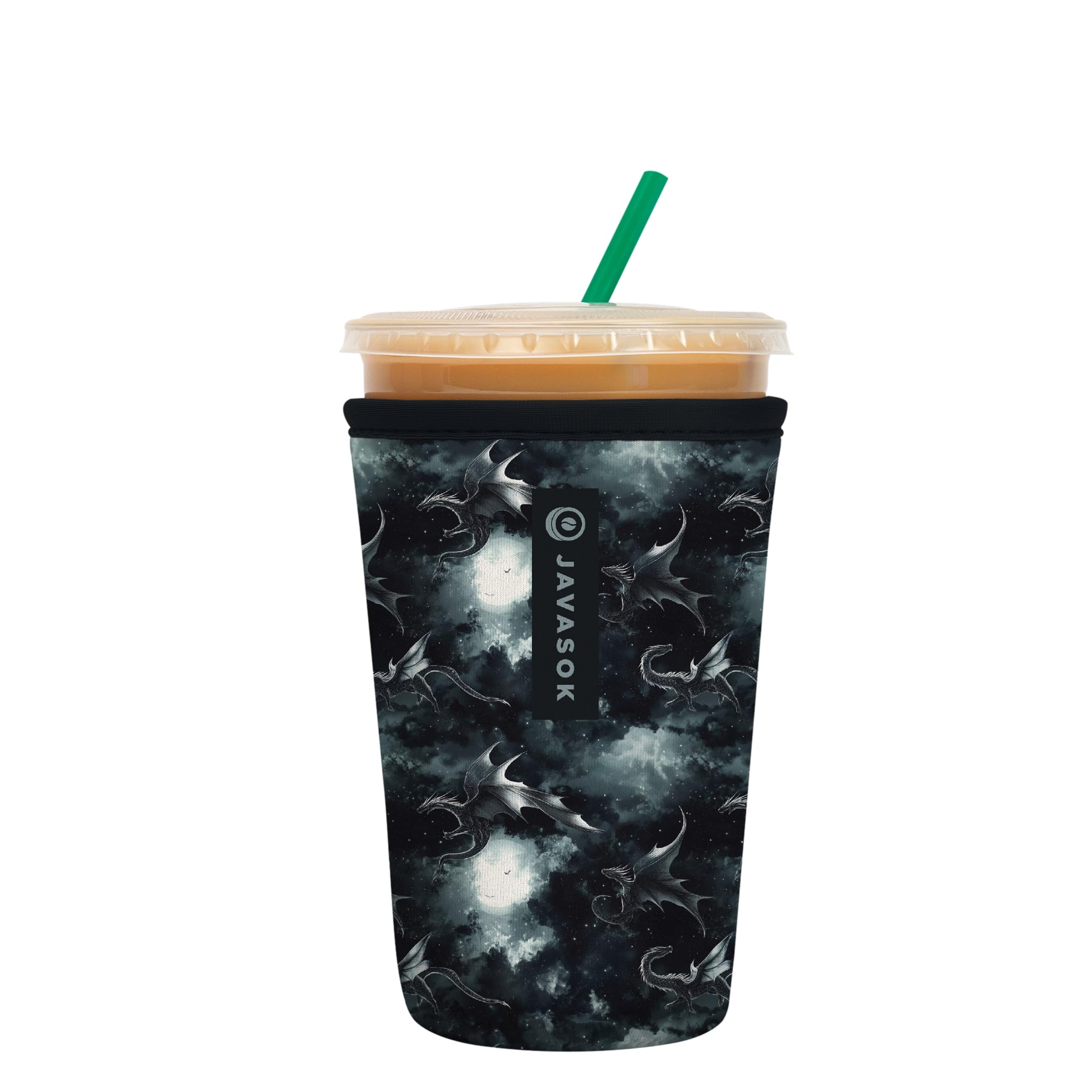 Sok It JavaSok Dragon Lore sleeve on a 22-28oz cup keeps drinks cold on the go.
