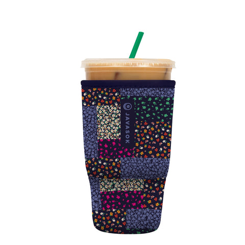 Sok It JavaSok Flower Patch sleeve around a 30-32oz drink keeps beverage cold longer