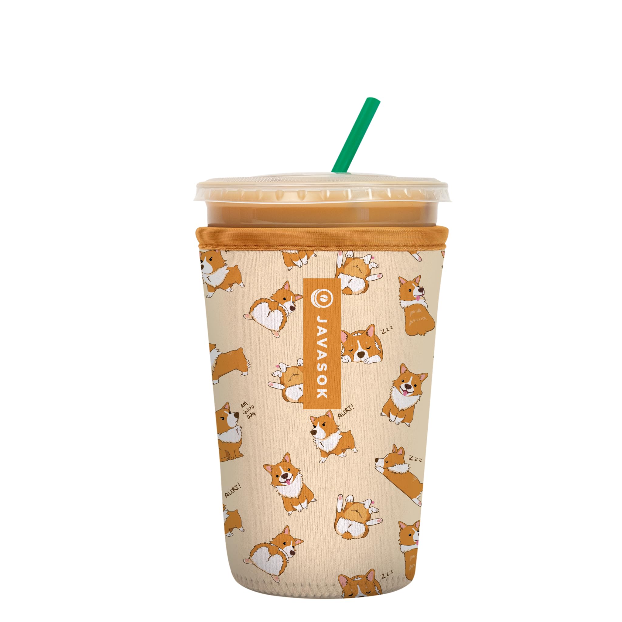 Sok It JavaSok iced coffee sleeve front view keeps drink cold and hands dry