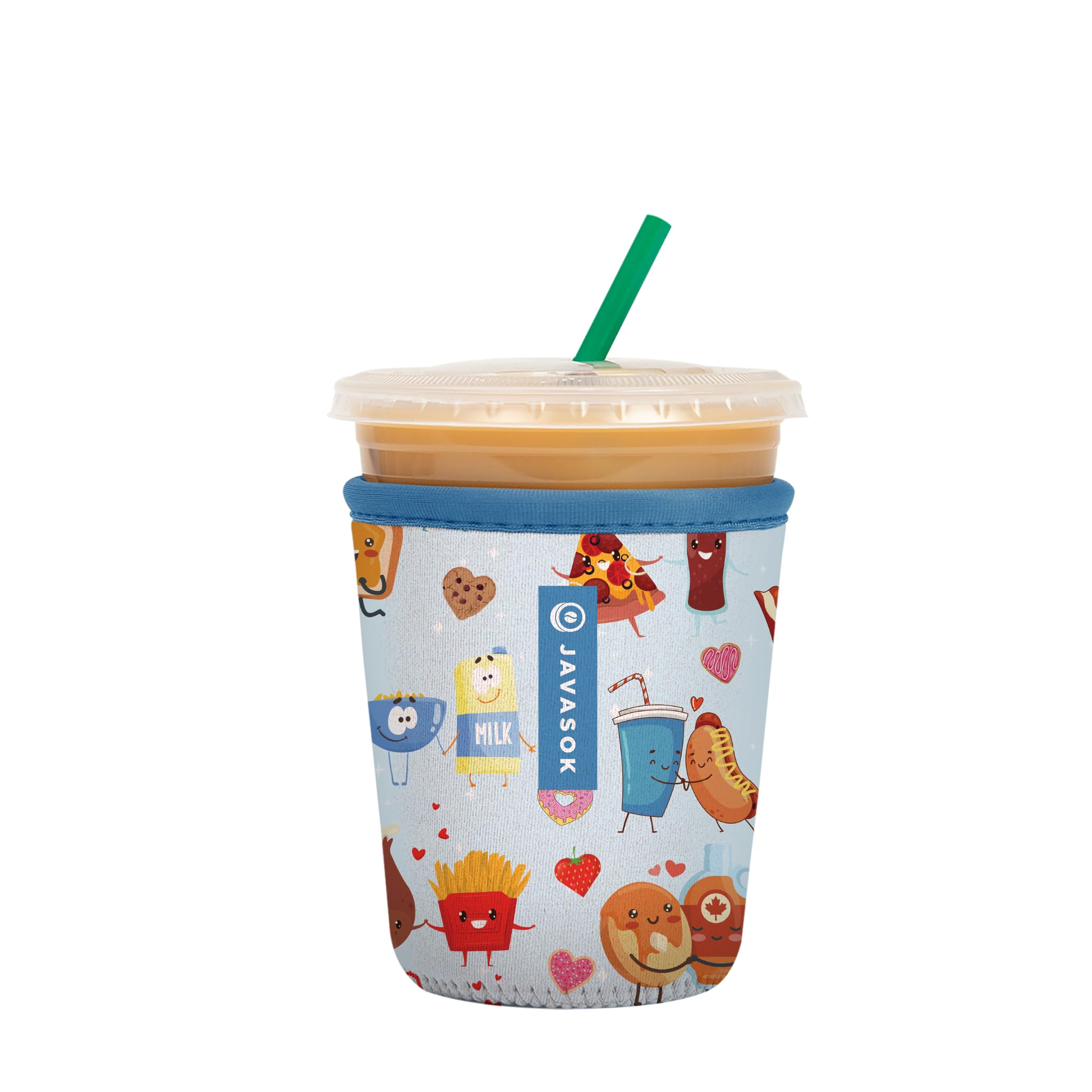 Sok It JavaSok insulated sleeve, front view, keeps drinks cold and hands warm.