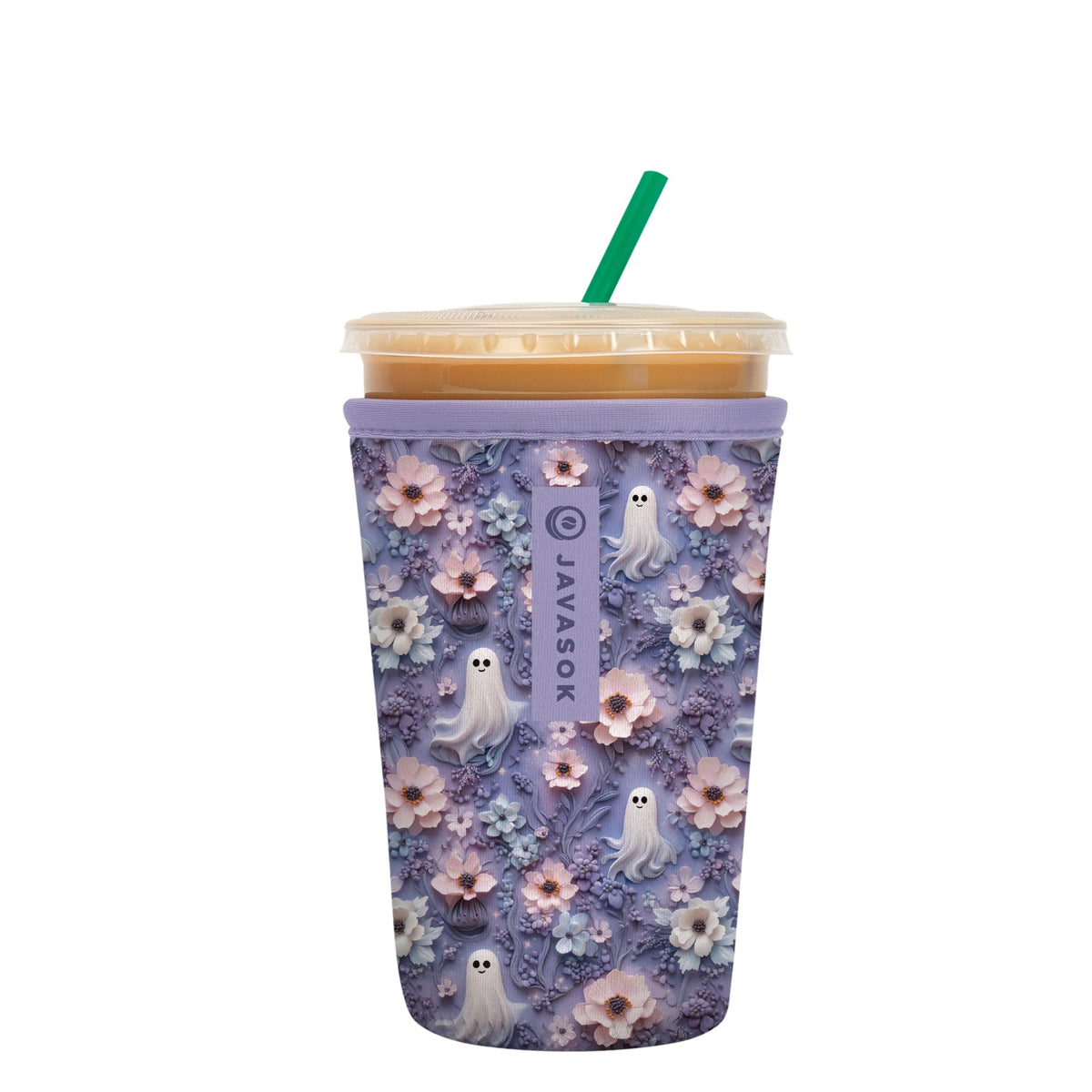 Sok It JavaSok Ghostly Garden sleeve fits 22–28oz cups and keeps drinks cold.