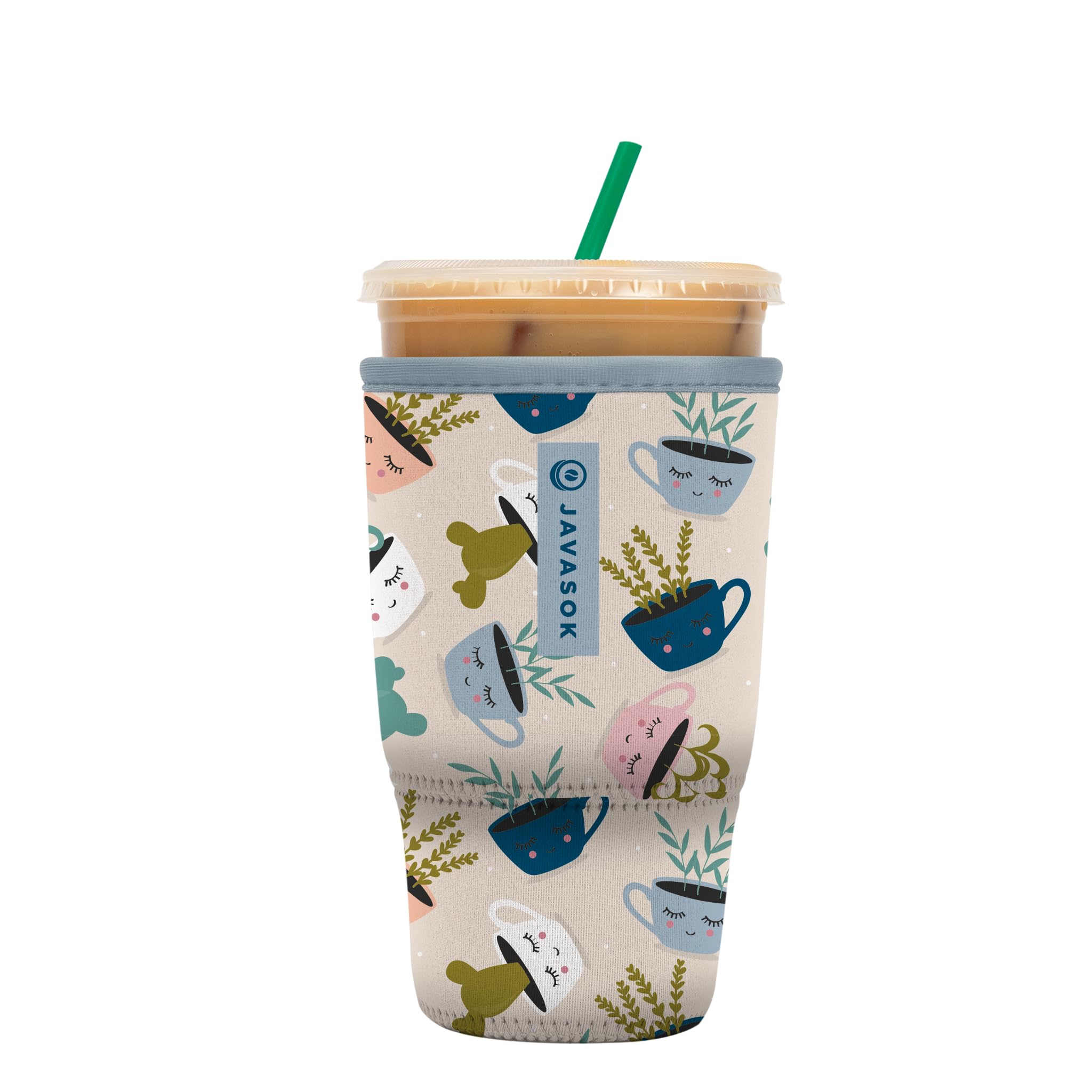 Sok It JavaSok iced coffee sleeve on a bottle keeps drinks cold and hands dry.