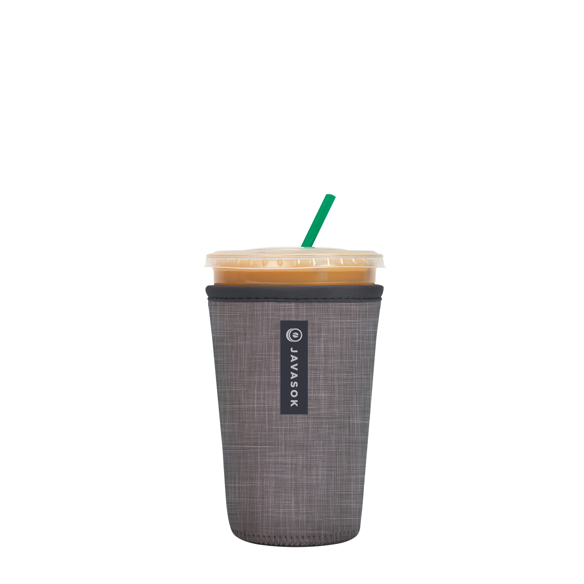 Sok It JavaSok insulated sleeve on iced coffee cup, cold and comfortable grip