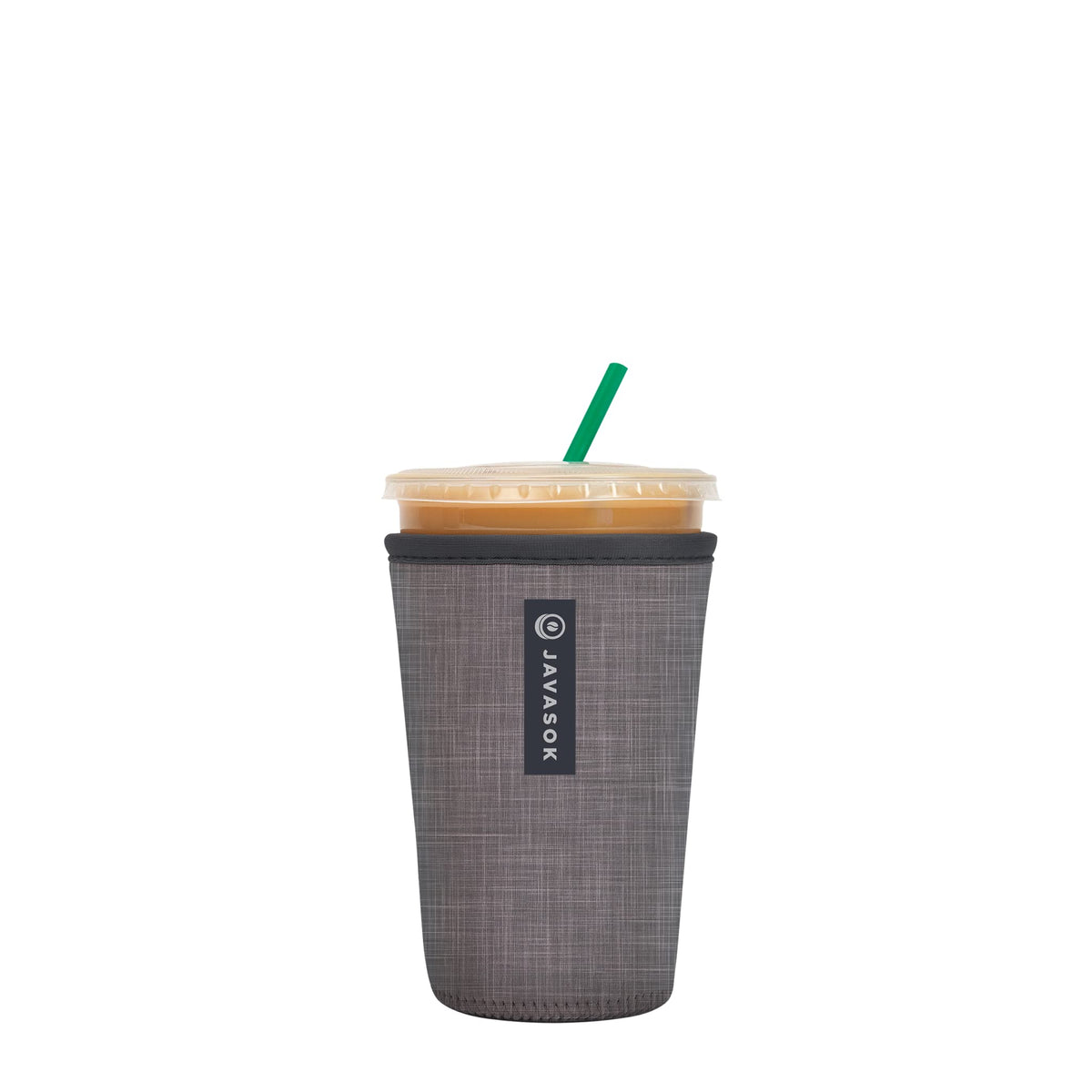 Sok It JavaSok insulated sleeve on iced coffee cup, cold and comfortable grip